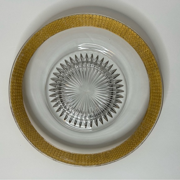 Vintage Clear Glass Display Plate With Gold Rim - Picture 10 of 10